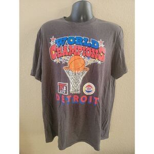 TY Mopkins starter Men's World Champions Detroit Basketball Rare T-shirt Gray XL